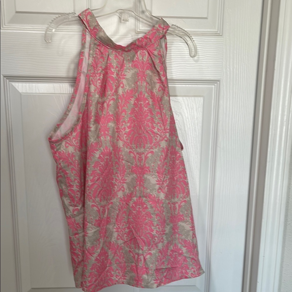 SHEIN Pink and Gray Patterned Tank Top